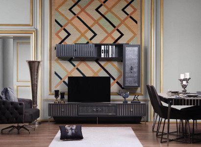 Luxus WohnWand Wohnzimmer Sideboard RTV Regal Wände Schrank